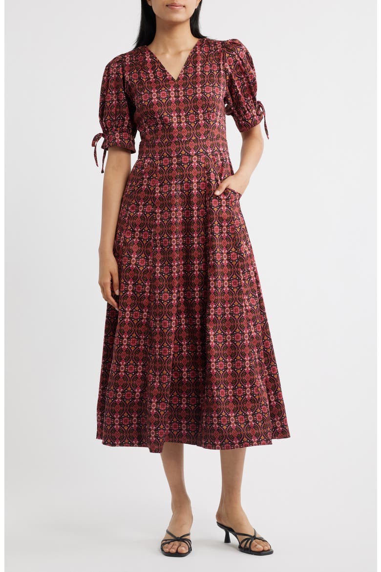 Balloon Sleeve Midi Dress