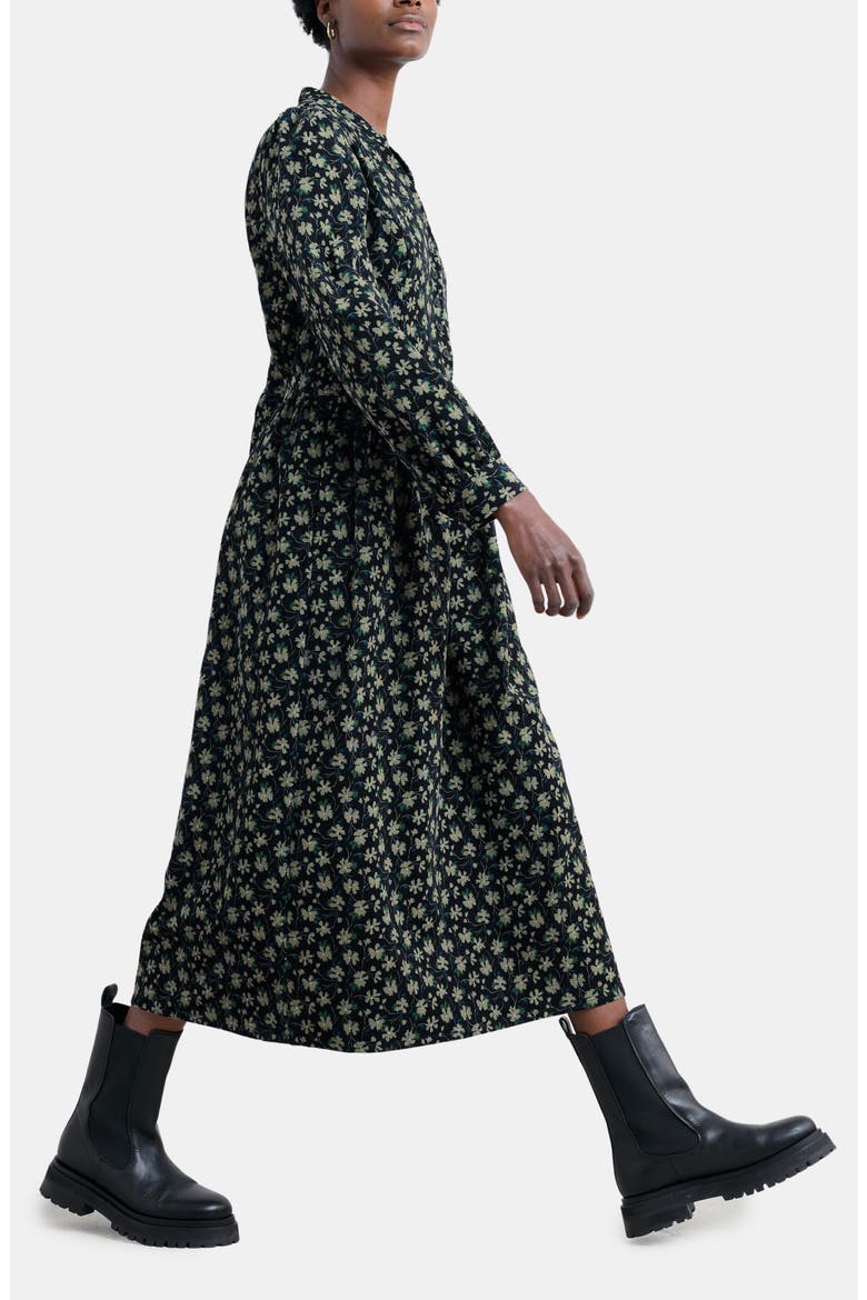 Rose Cottage Floral Long Sleeve Corduroy Midi Dress