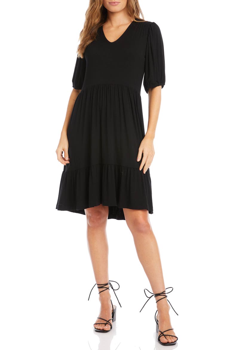 Tiered Puff Sleeve A-Line Dress