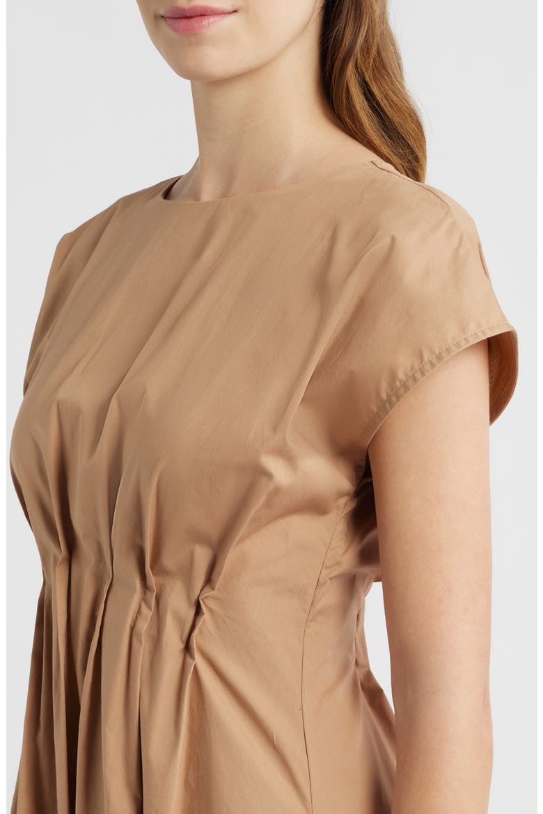 Gathered Waist Cotton Midi Dress