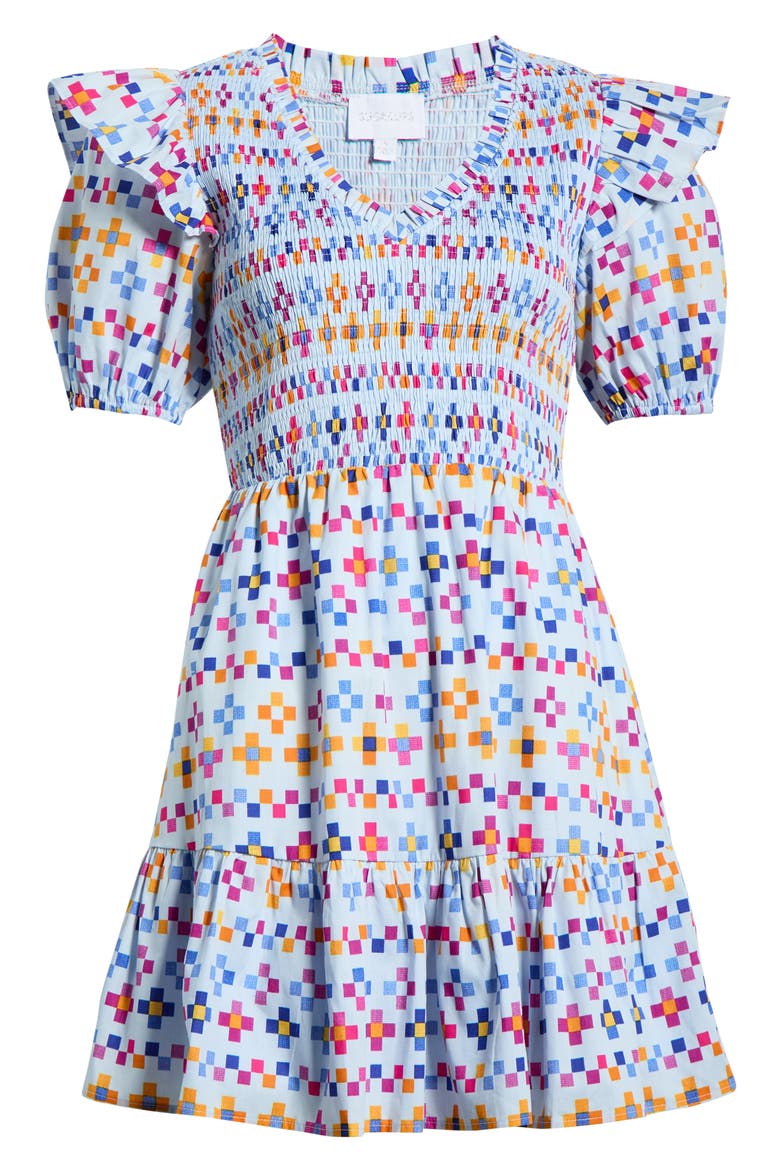 Kessa Geo Smocked Minidress
