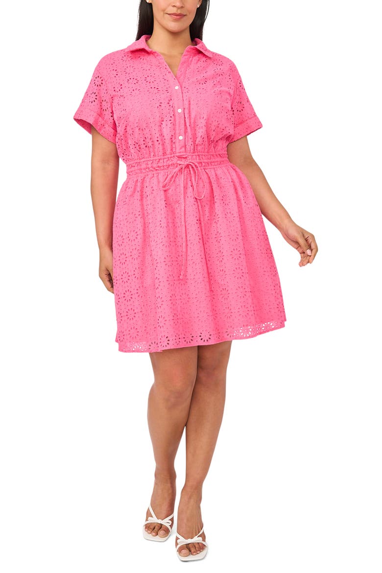 Short Sleeve Cotton Eyelet Shirtdress