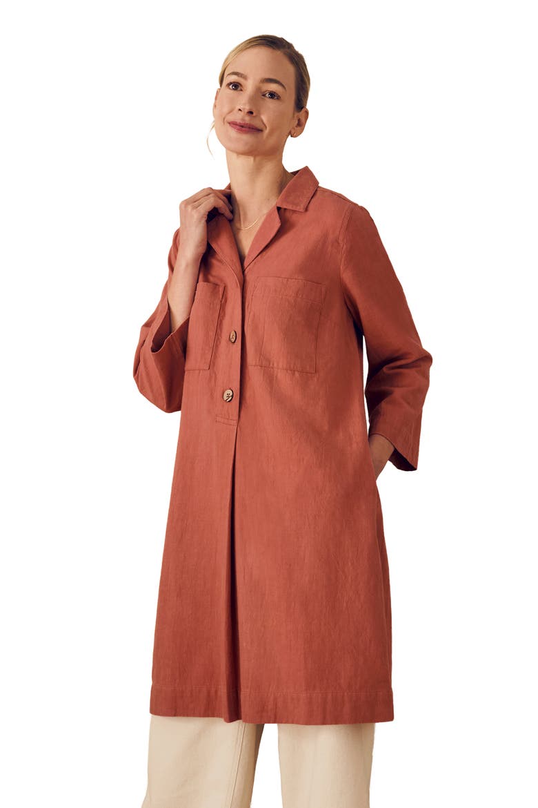 Placket Detail Knee Length Dress