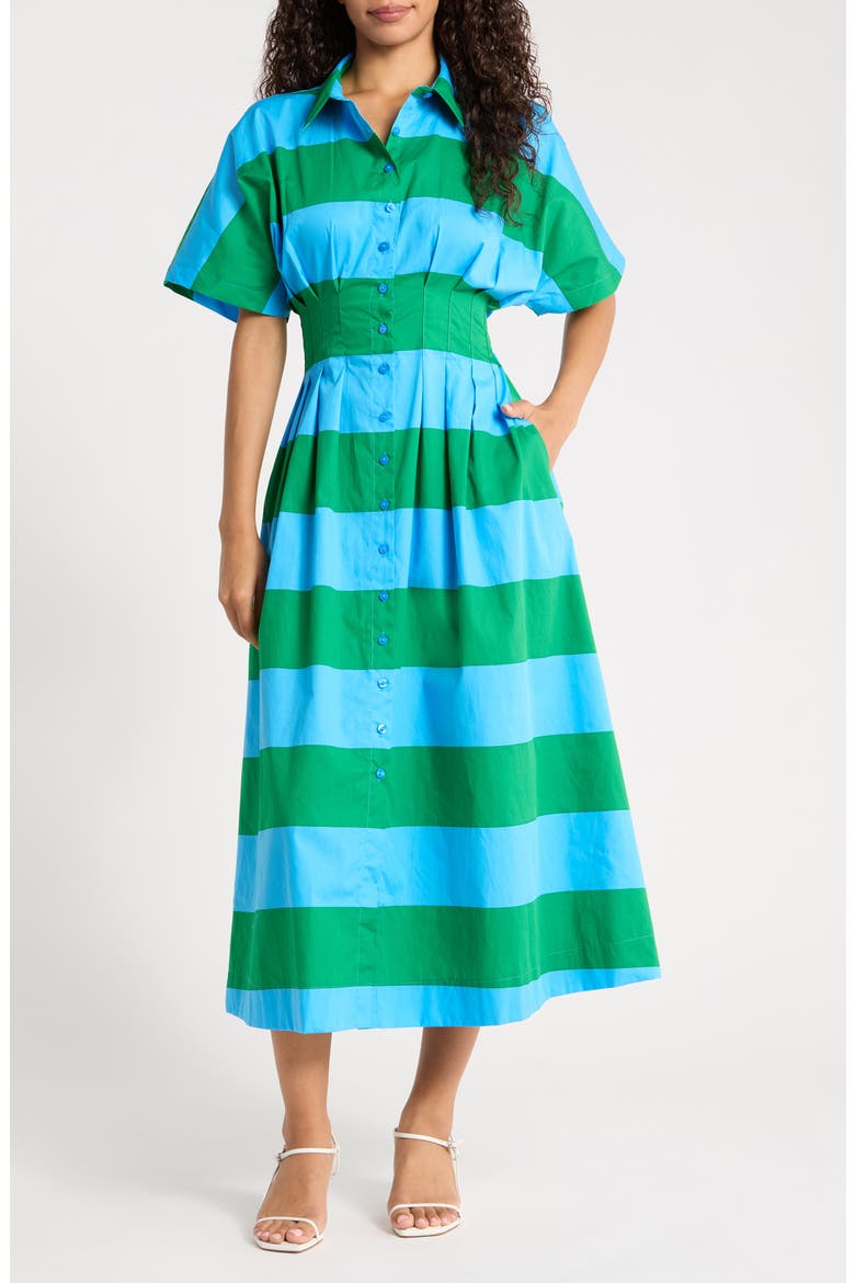 Wilderra Pleated Cotton Maxi Shirtdress