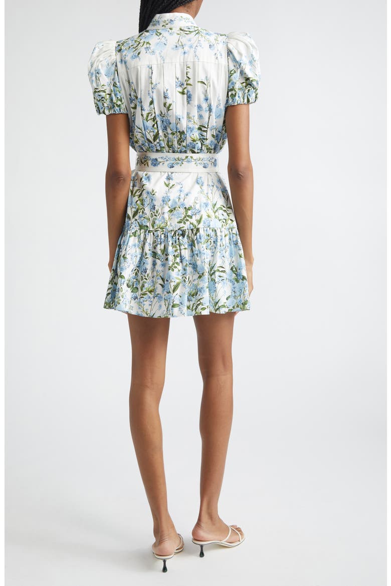 Cora Puff Sleeve Tie Belt Stretch Cotton Mini Shirtdress