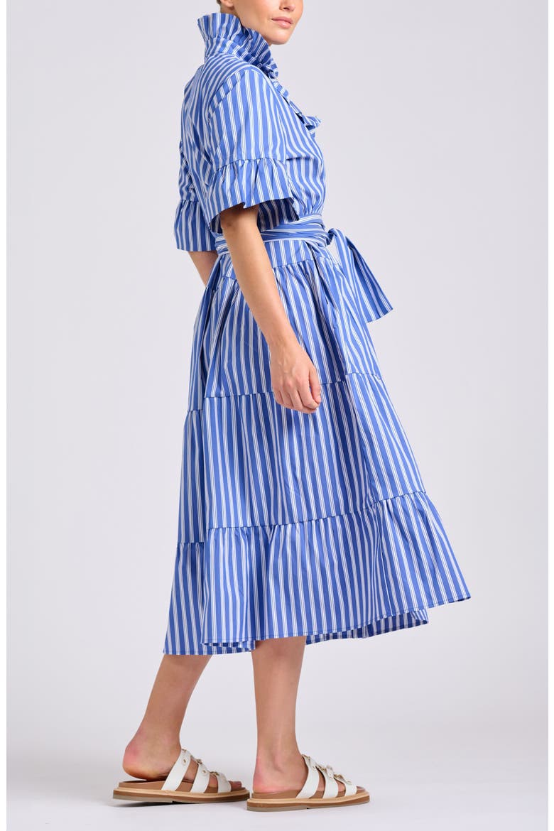 Stripe Ruffle Midi Shirtdress