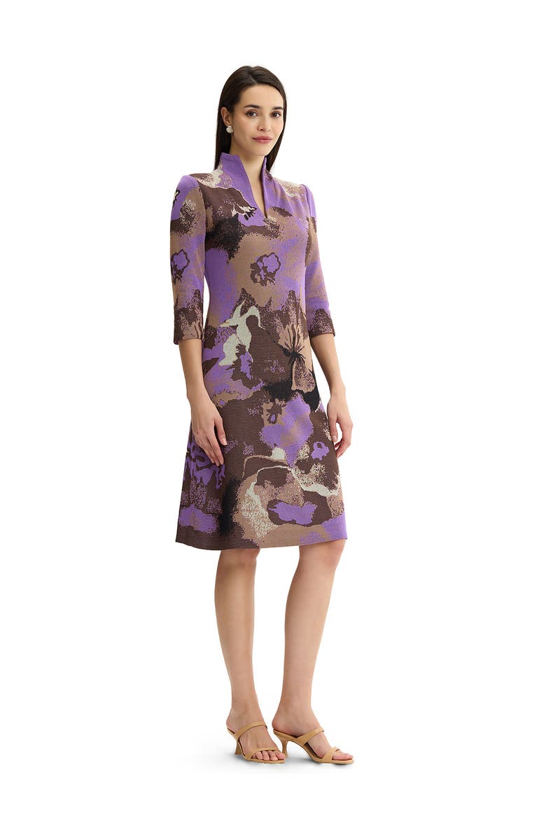 A-Line Multi Colored Jacquard Knit Dress