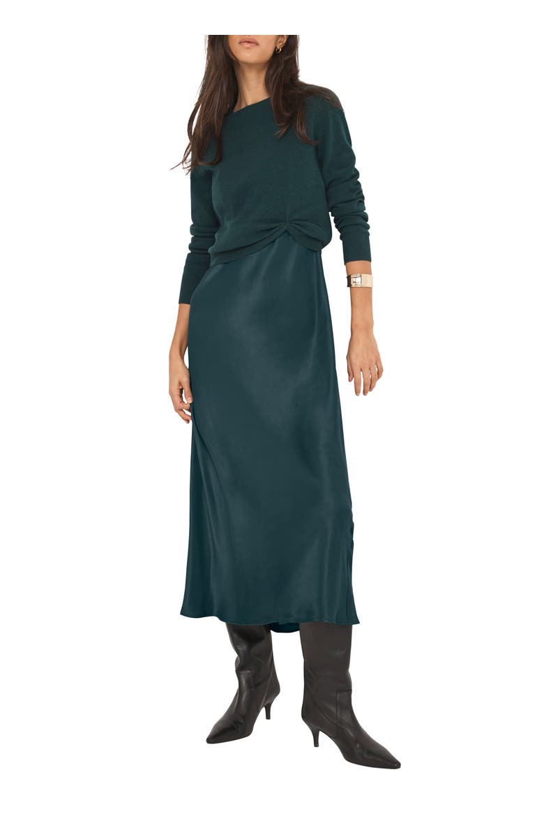 Layered Satin Midi Dress