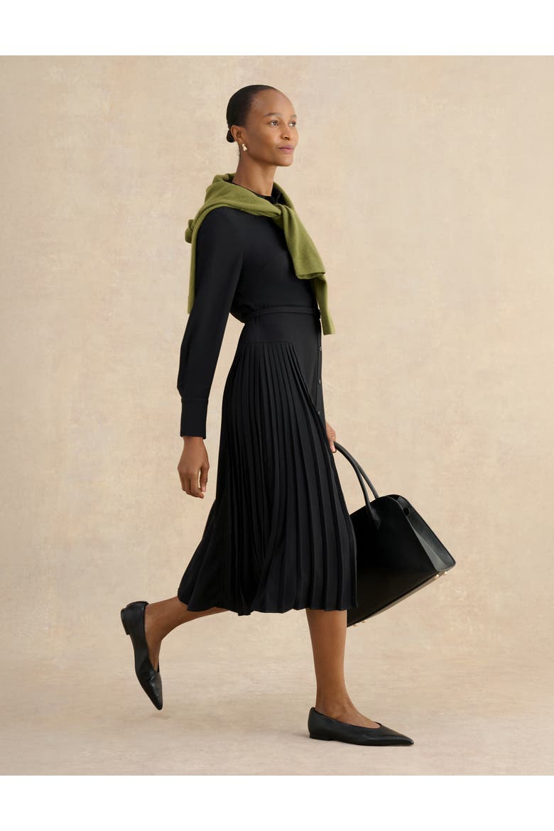 Ginny Belted Pleated Midi Shirt Dress