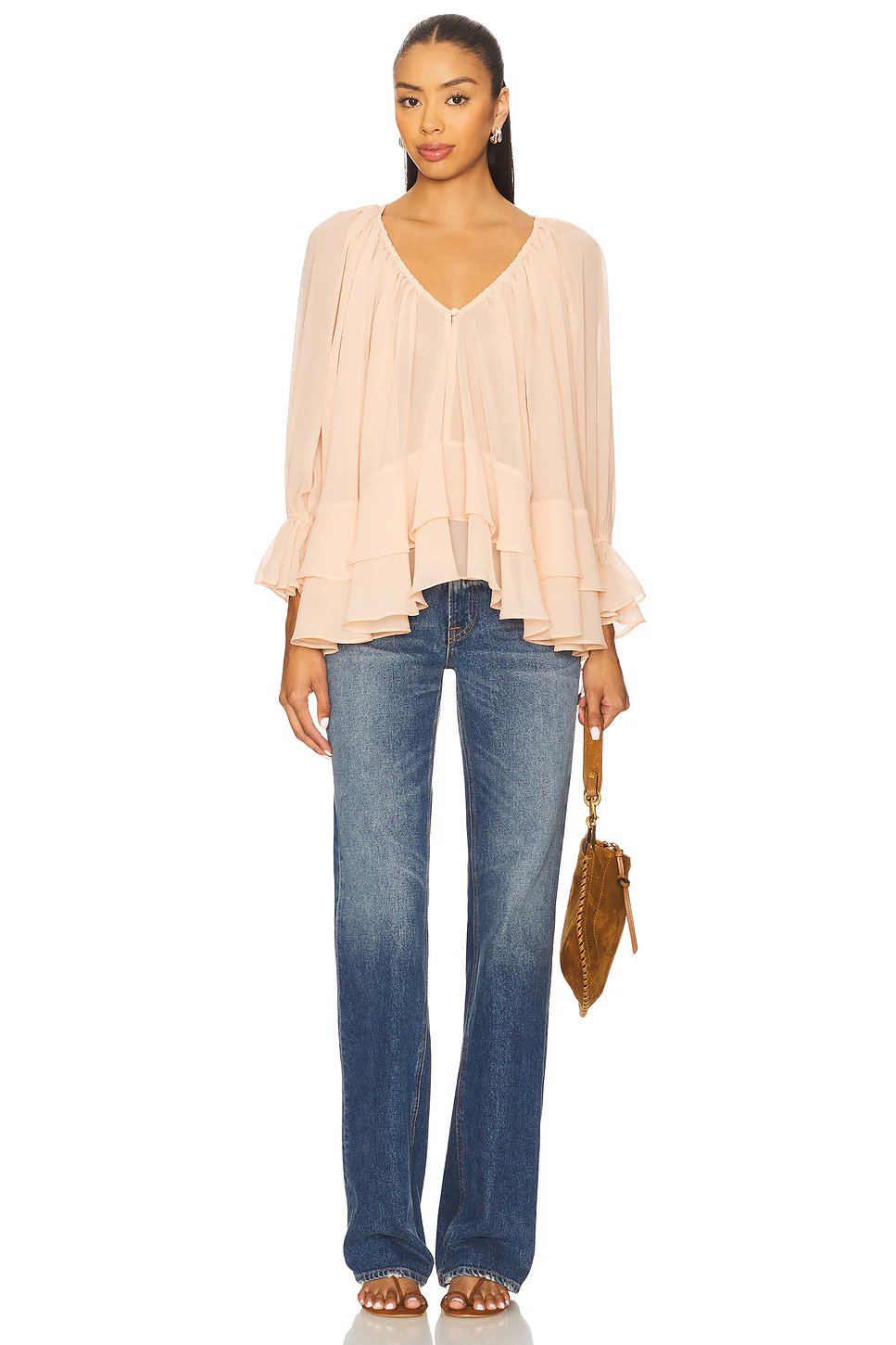 Tularosa Lenora Blouse in Peach - Image 4