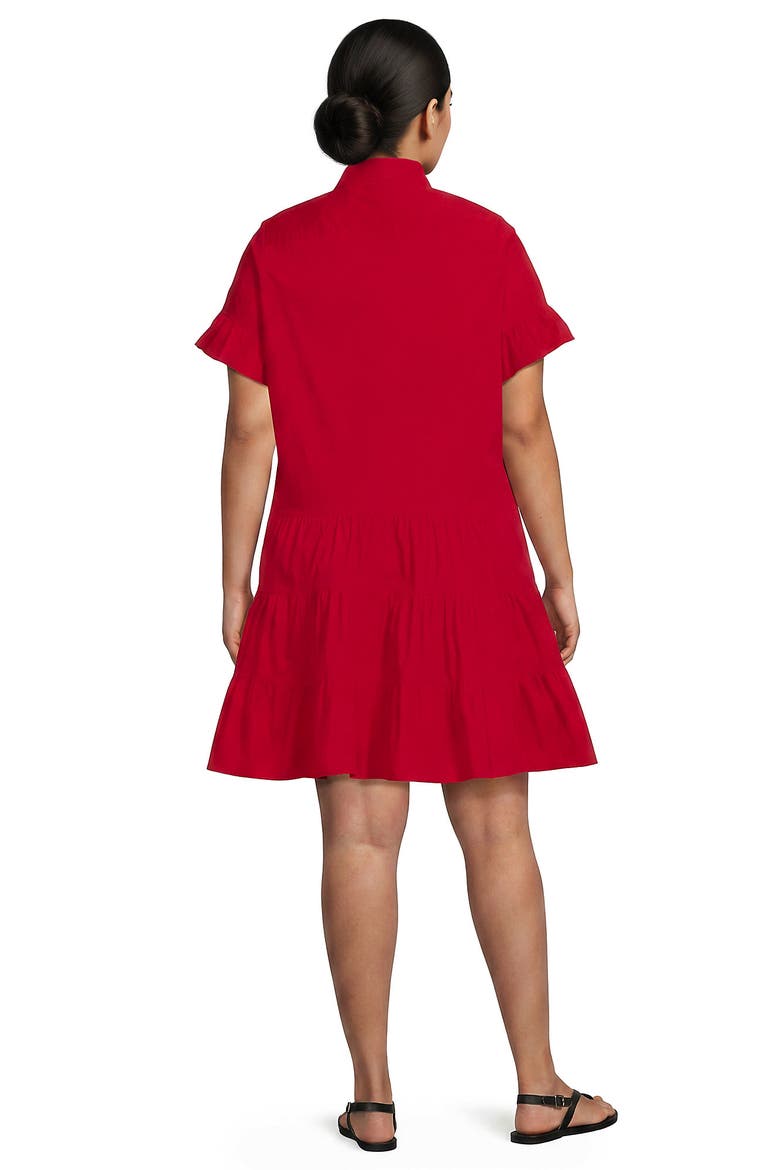 Plus Size Poplin Flutter Sleeve Knee Length Popover Dress