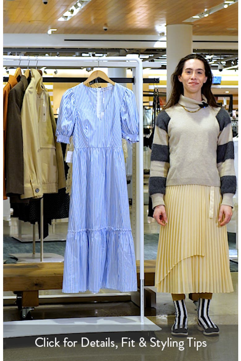 Steele Stripe Puff Sleeve Cotton Midi Dress