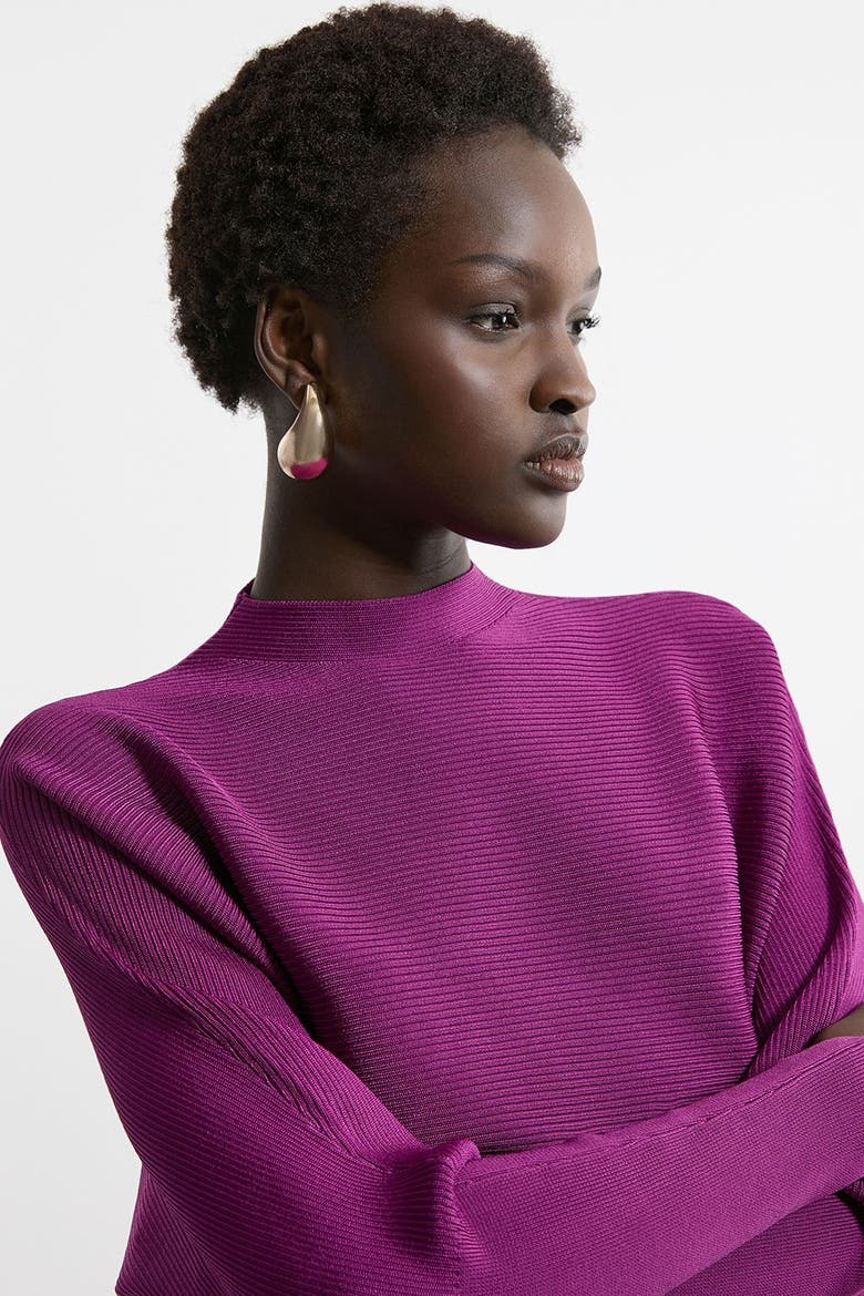 Drape Knit Bat Wing Pencil Midi Dress