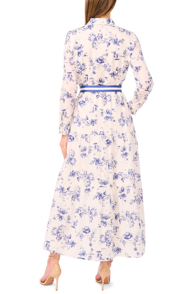 Floral Print Long Sleeve Belted Shirtdress