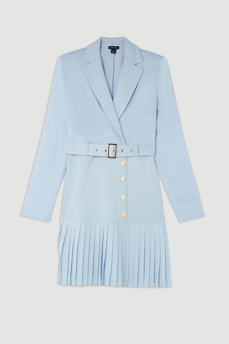 Pleated Skirt Collared Mini Dress