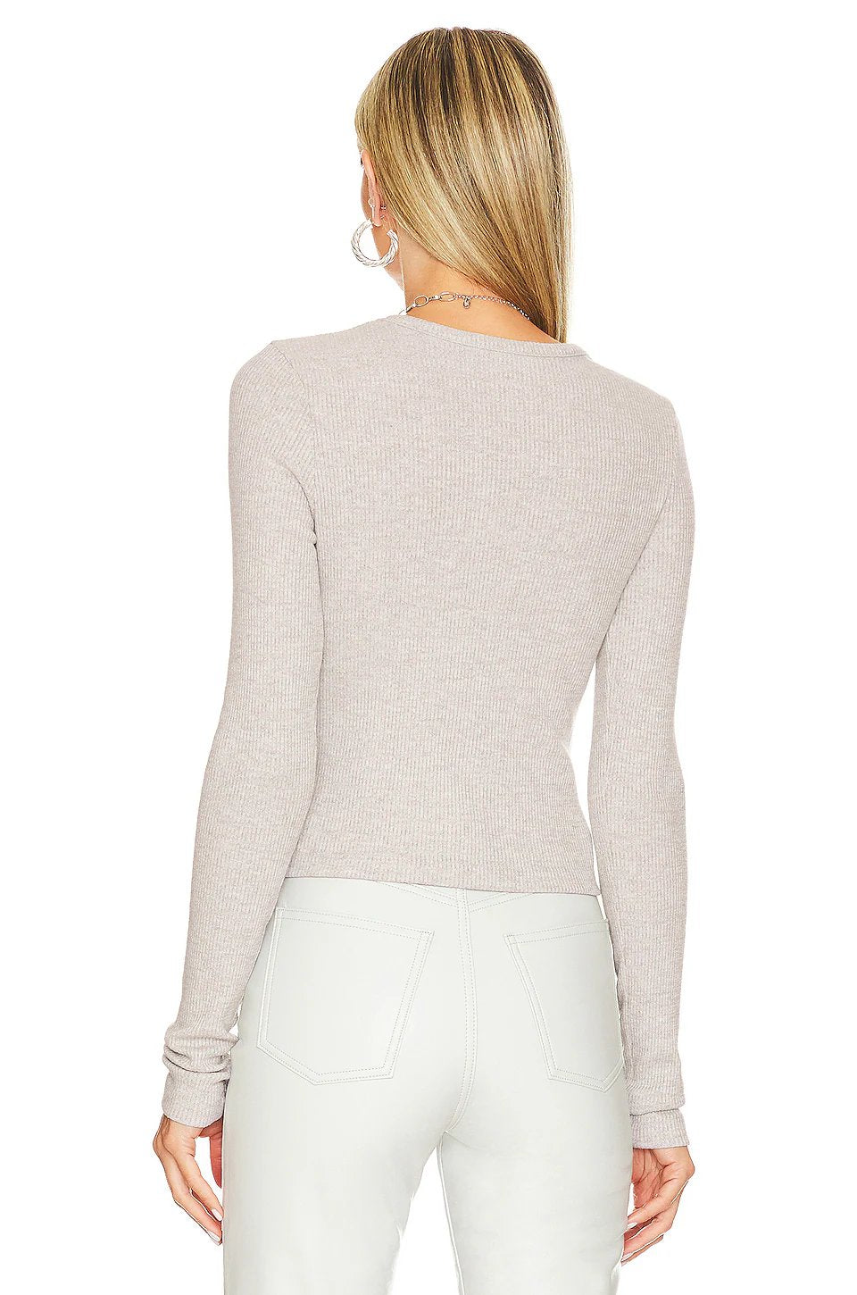 AGOLDE Alma Shrunken Crew Neck in Brushed Grey Heather - Image 5