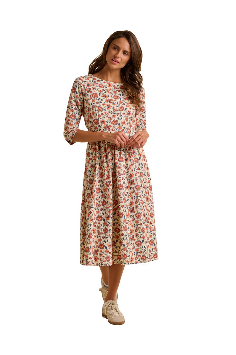 Beech 3/4 Sleeve Waist Tie Midi Dress