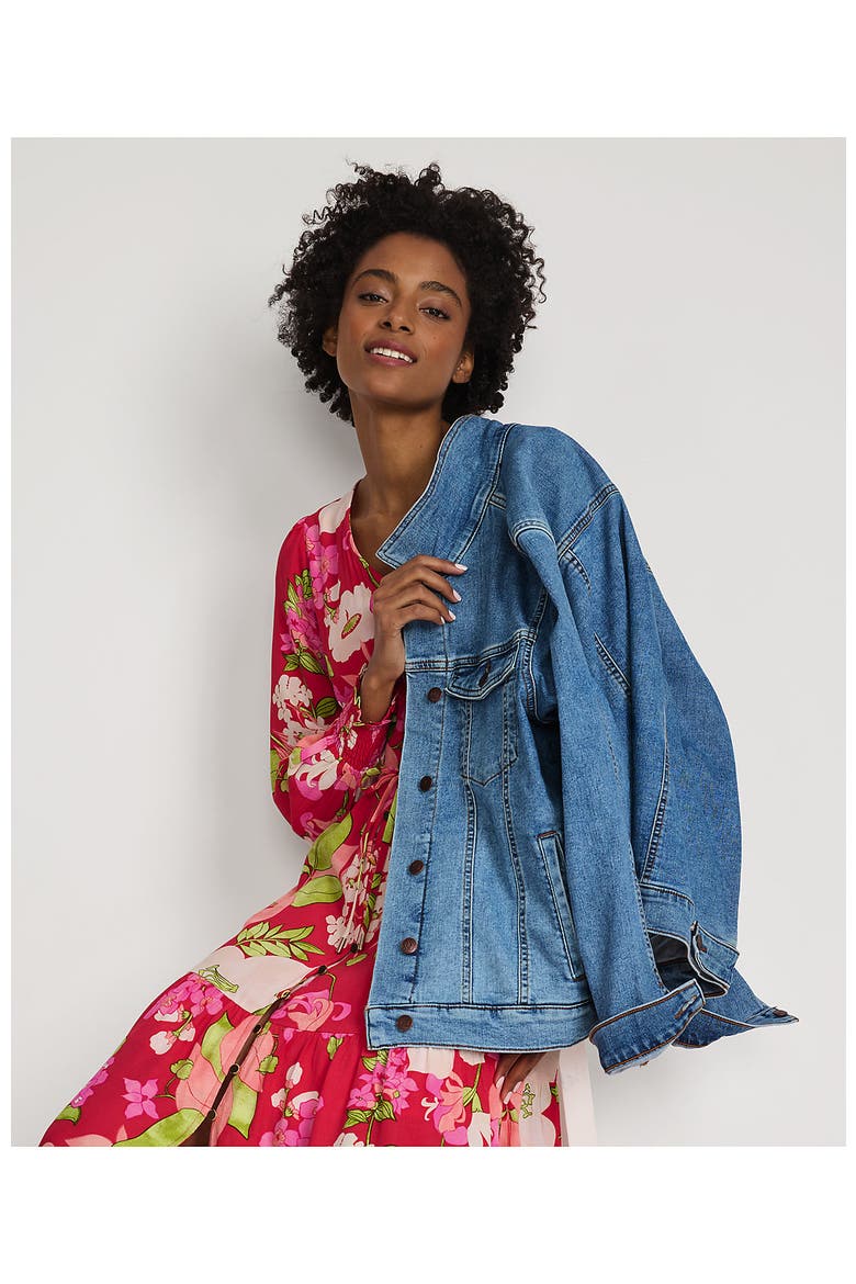 Crepe Button Front Long Sleeve Midi Dress