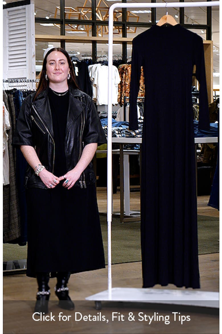 Mock Neck Long Sleeve Maxi Dress