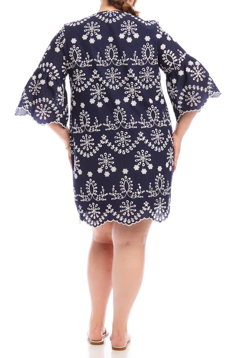 Embroidered Flare Sleeve Cotton Dress