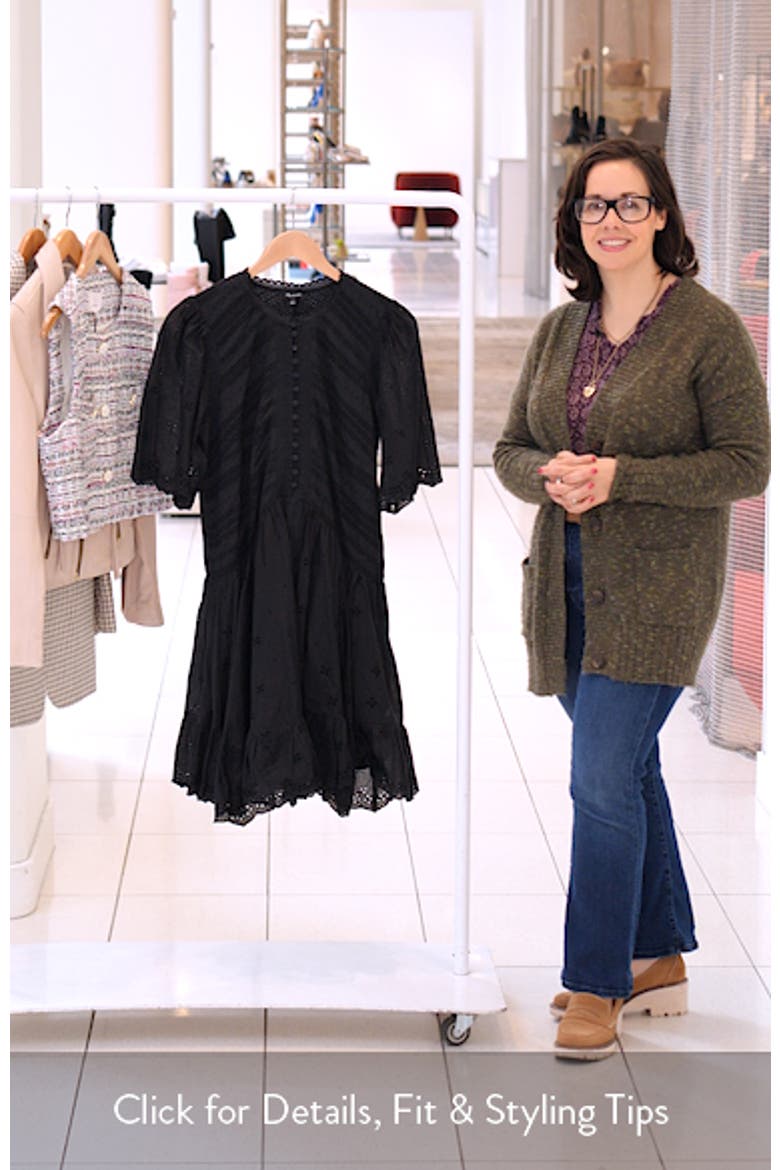 Eyelet Flutter Sleeve Cotton Minidress