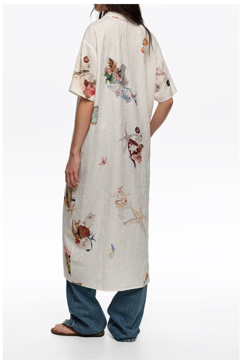 Off-White Seabed Wrinkled Fabric Shirt Dress