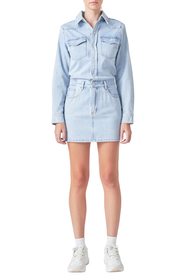 Long Sleeve Denim Mini Shirtdress