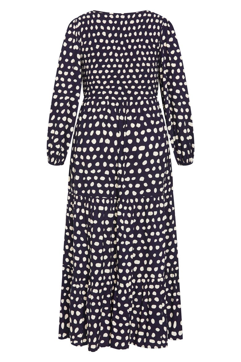 Adley Printed Smocked Bodice Long Sleeve Maxi Dress