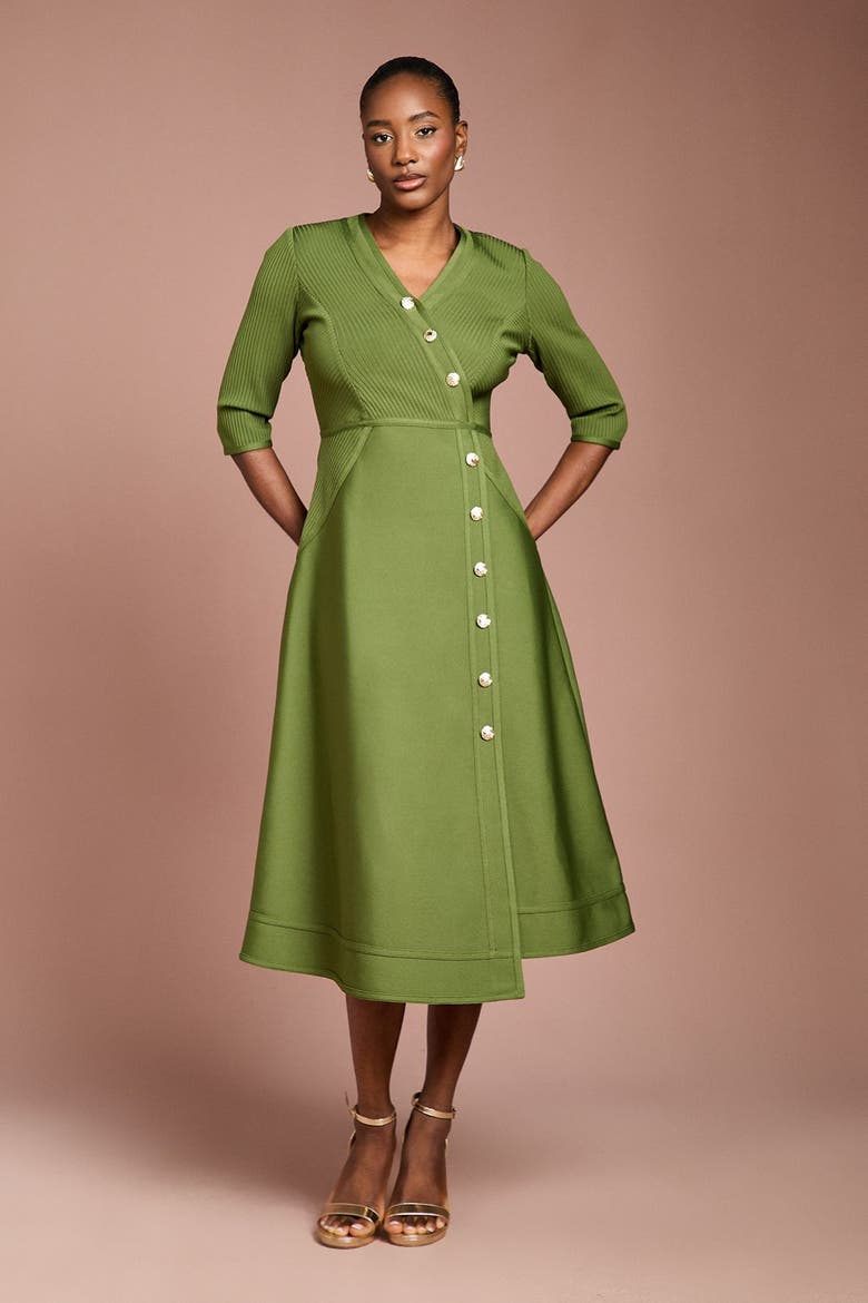Bandage V-Neck Midi Dress