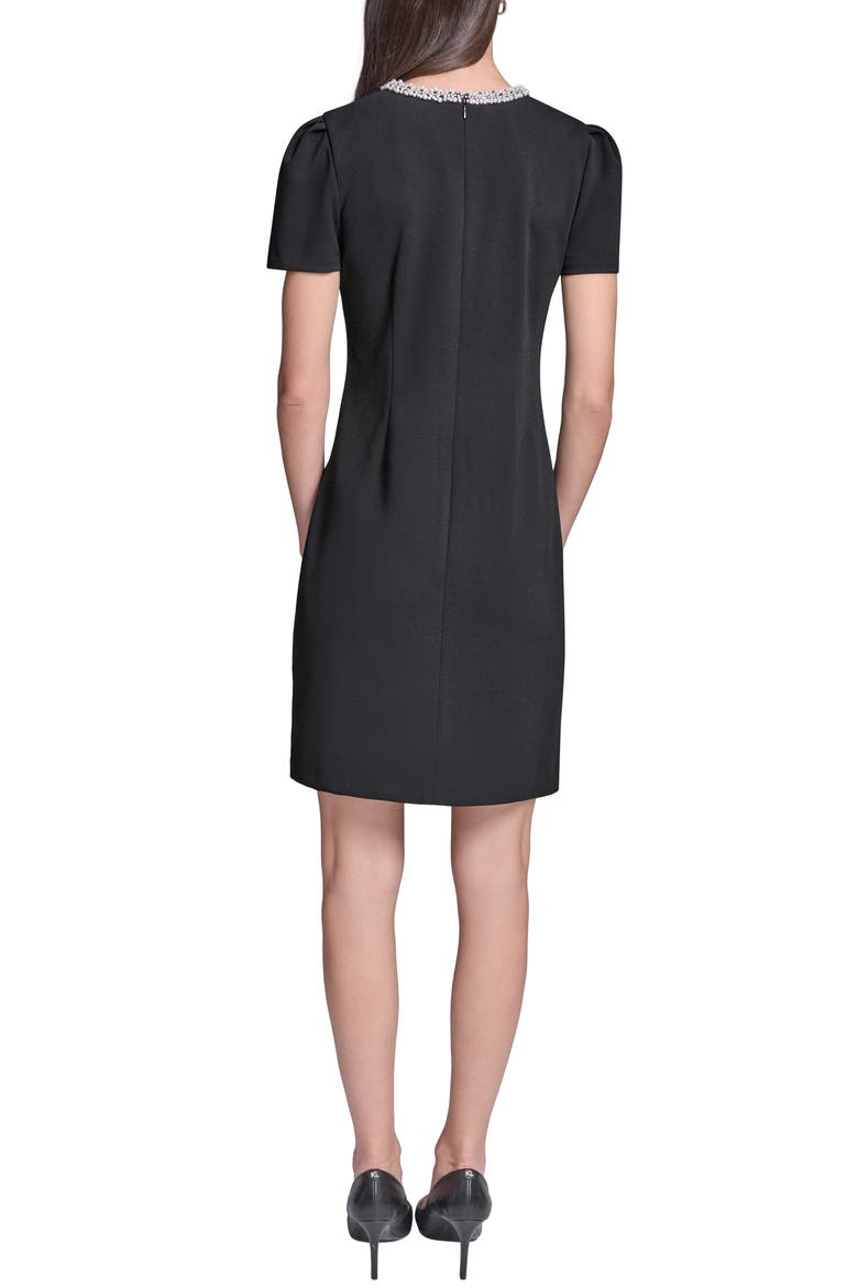 Pearl Collar Scuba Crepe Sheath Dress