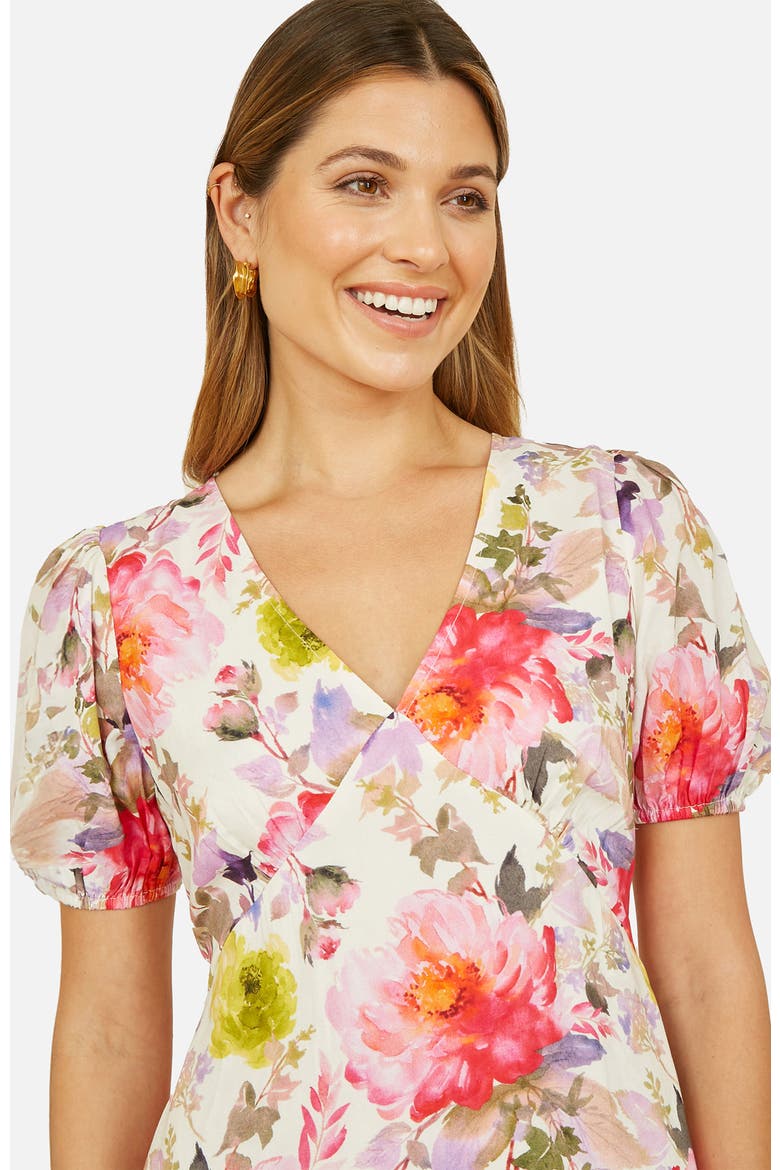 Floral Puffed Sleeve Midi Dress