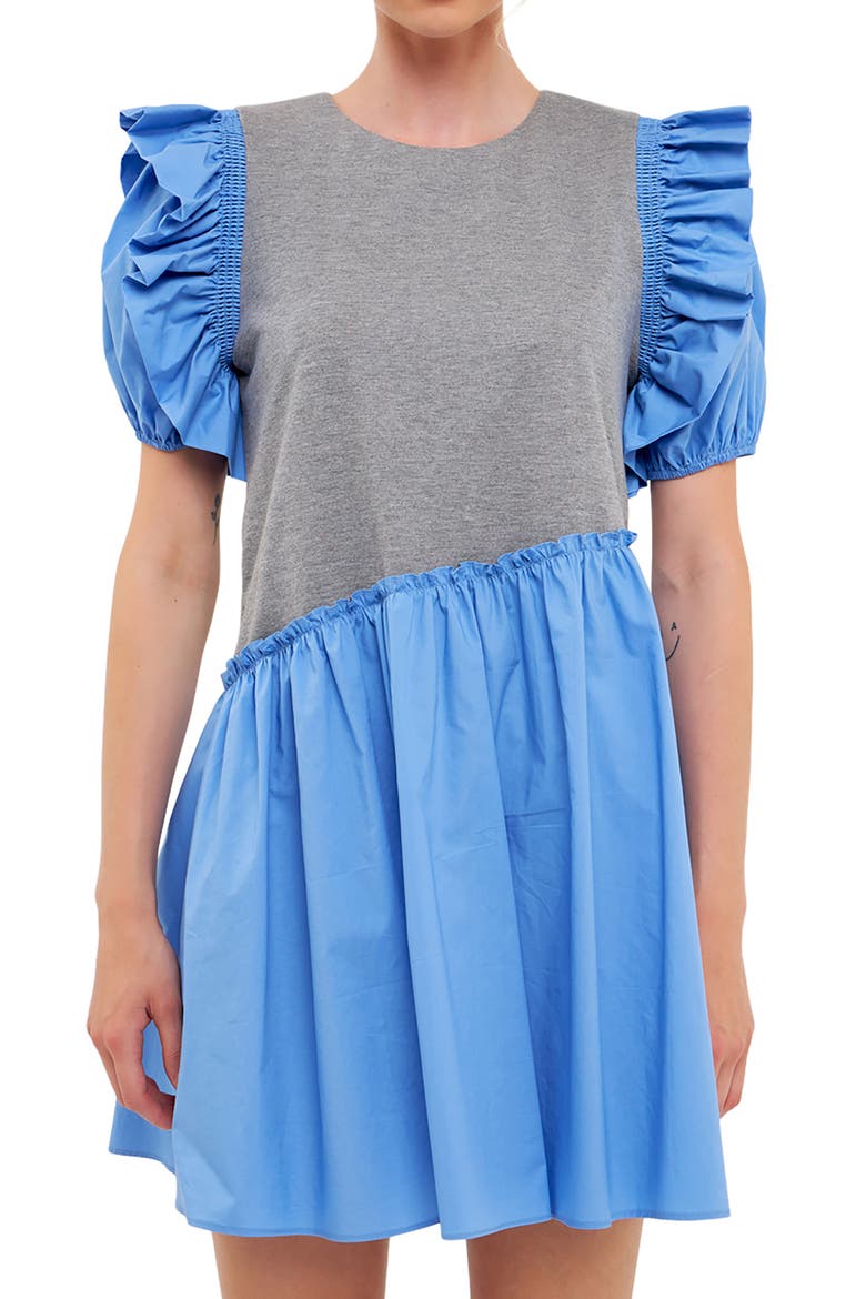 Mixed Media Ruffle Minidress