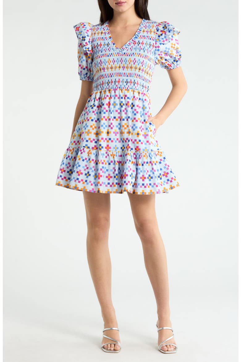 Kessa Geo Smocked Minidress