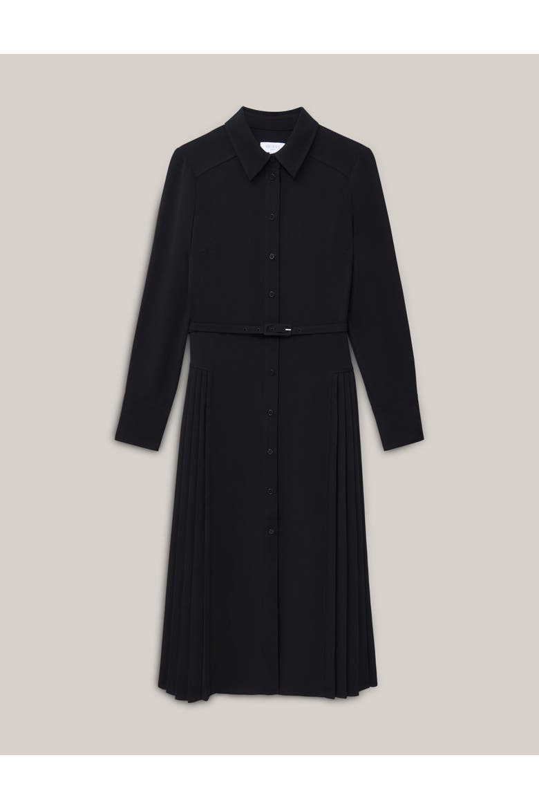 Ginny Belted Pleated Midi Shirt Dress