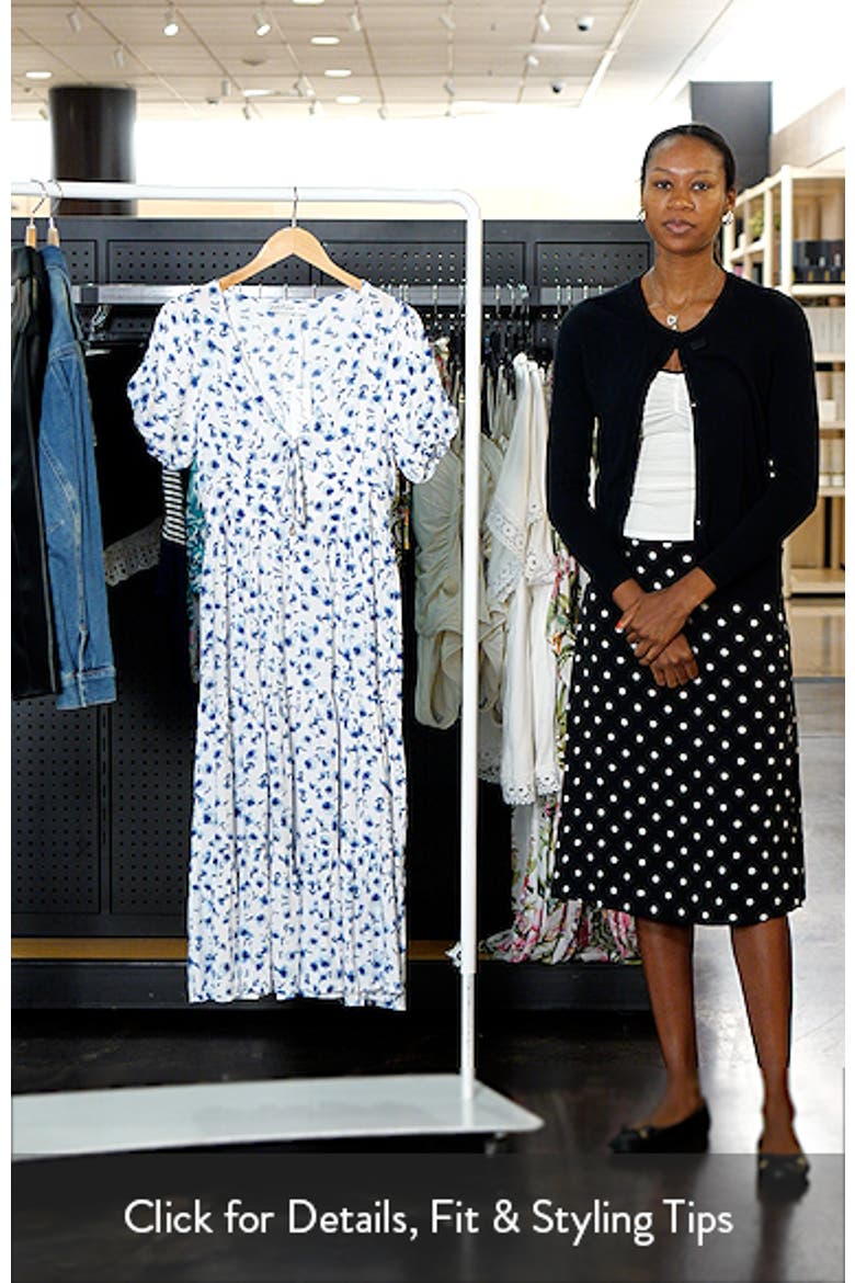 Roberts Floral Puff Sleeve Cotton Midi Dress