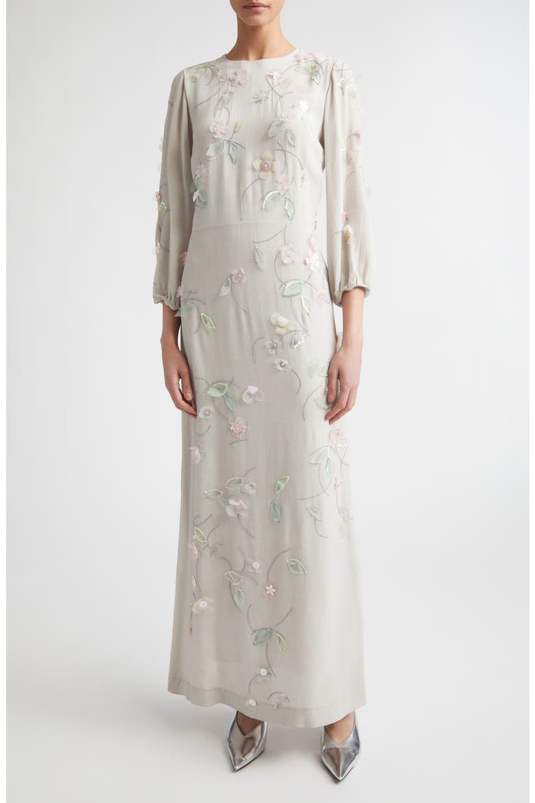 Berna Embroidered Crinkle Maxi Dress