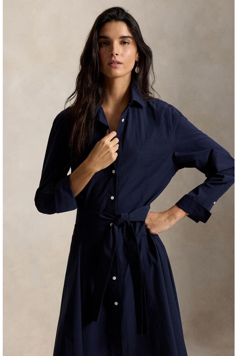 Cotton Canvas Belted Shirtdress
