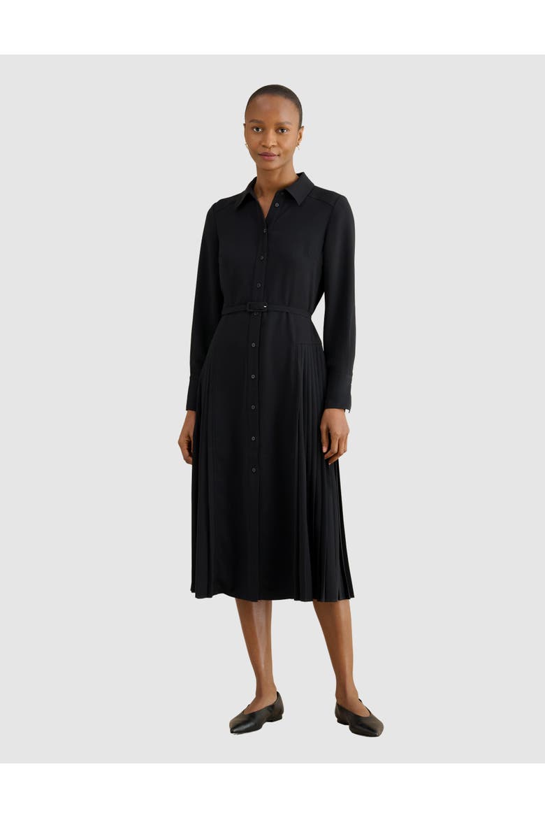Ginny Belted Pleated Midi Shirt Dress