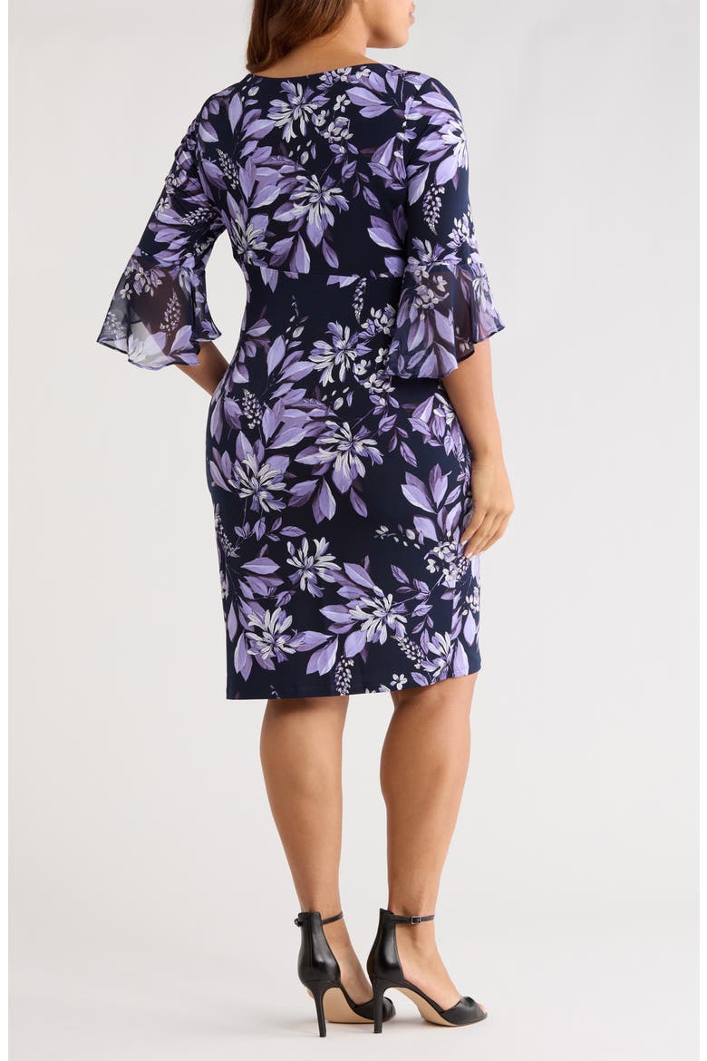 Bell Sleeve Faux Wrap Dress