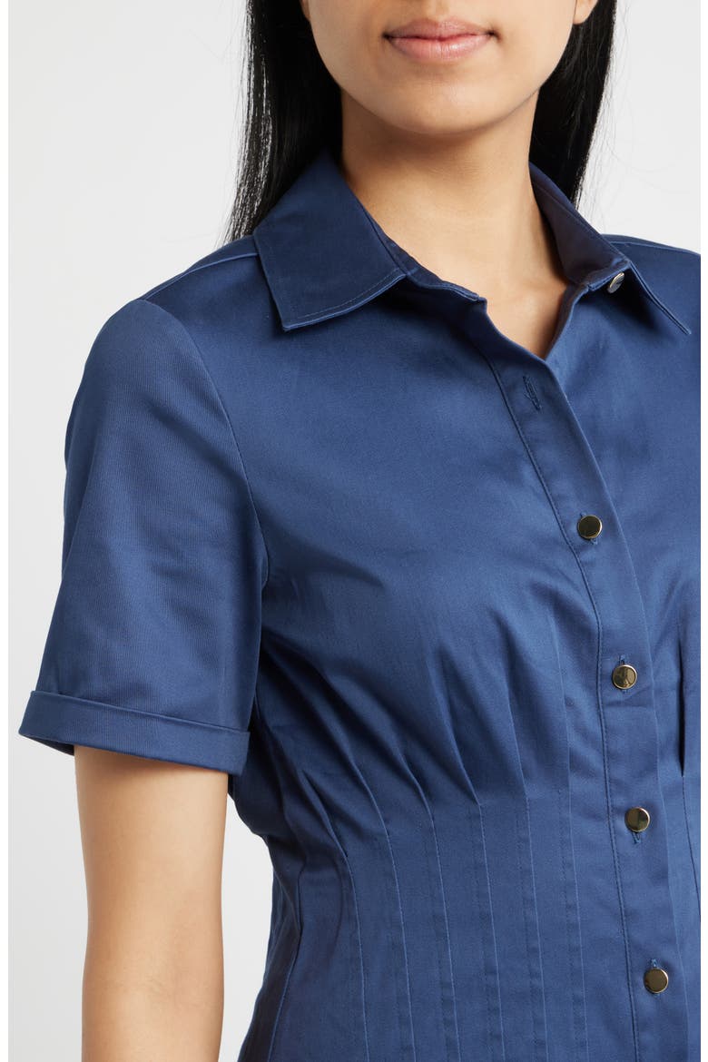 Short Sleeve Stretch Cotton Shirtdress