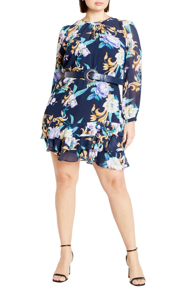 Lyra Violet Floral Belted Minidress