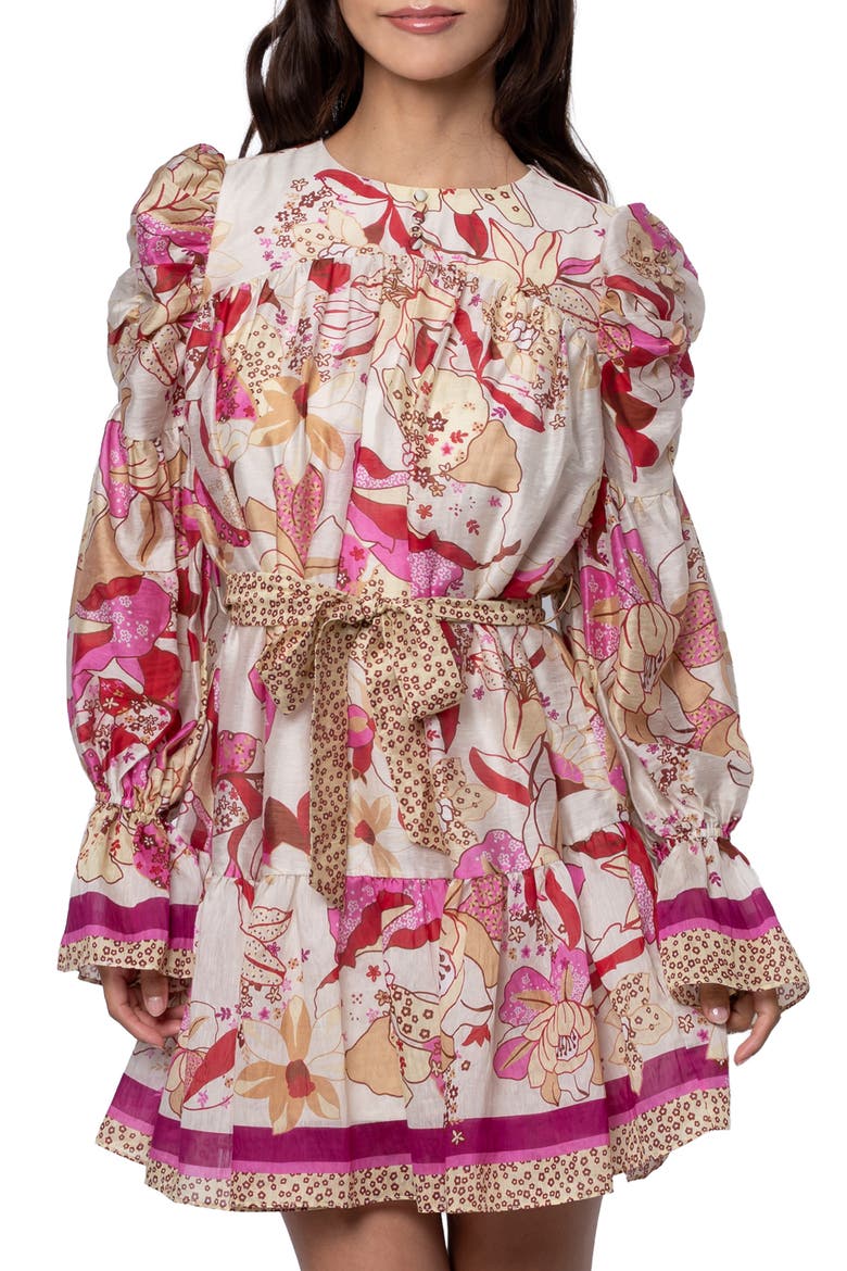Adele Mixed Print Long Sleeve Dress