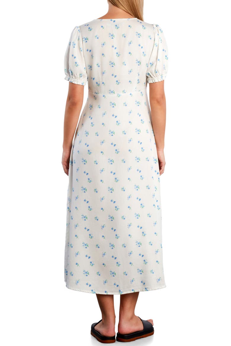 Sunbeam Print Puff Sleeve Midi Dress