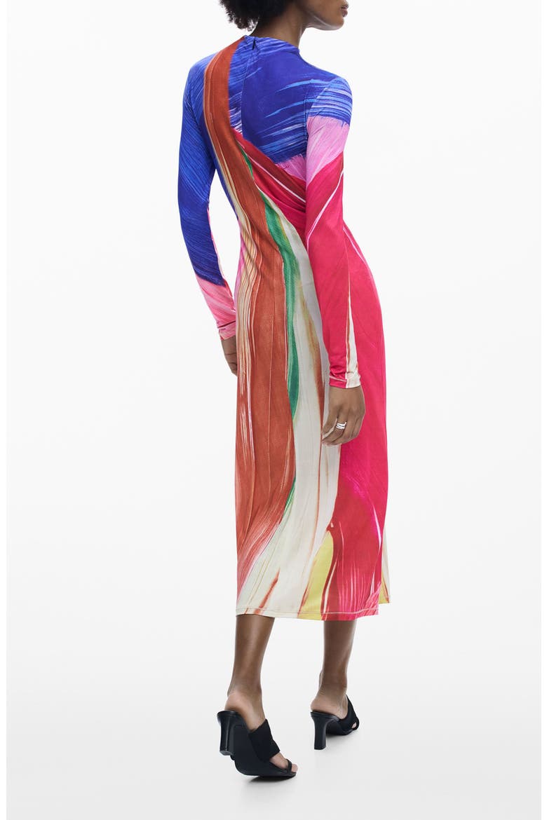 Mock Neck Long Sleeve Midi Dress