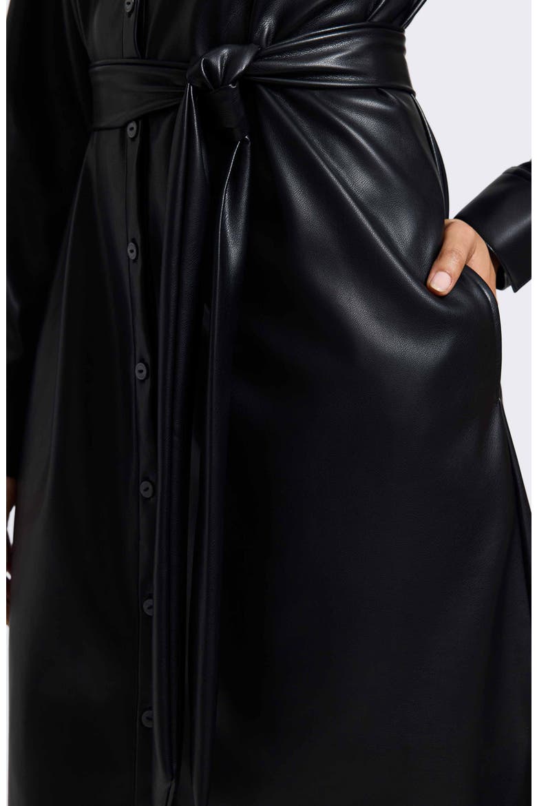 Rocca Long Sleeve Faux Leather Shirtdress