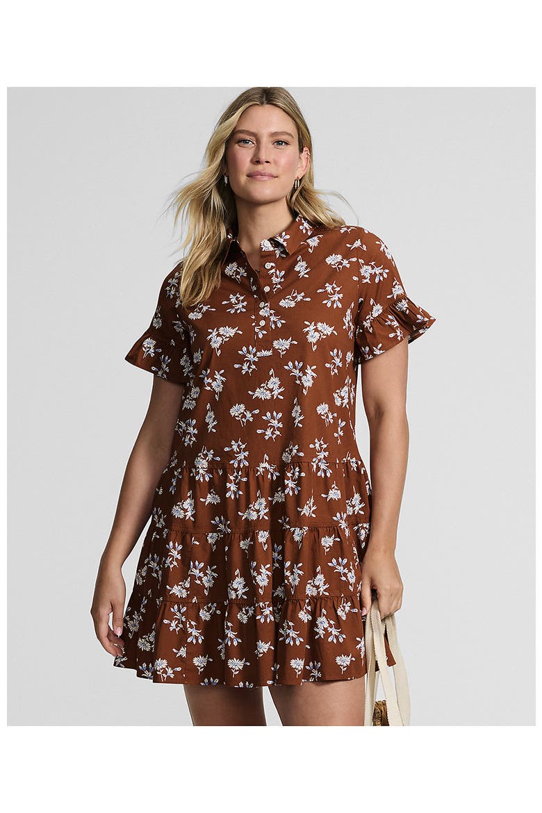 Poplin Flutter Sleeve Knee Length Popover Dress