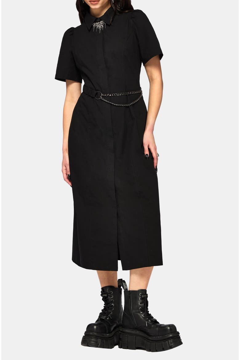 Phonoi Chain Belted Button Midaxi Dress