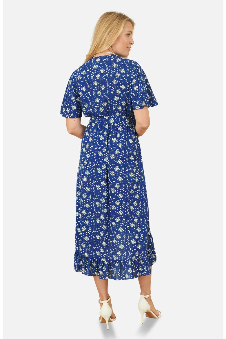 Frilled-Hem Wrap Midi Dress