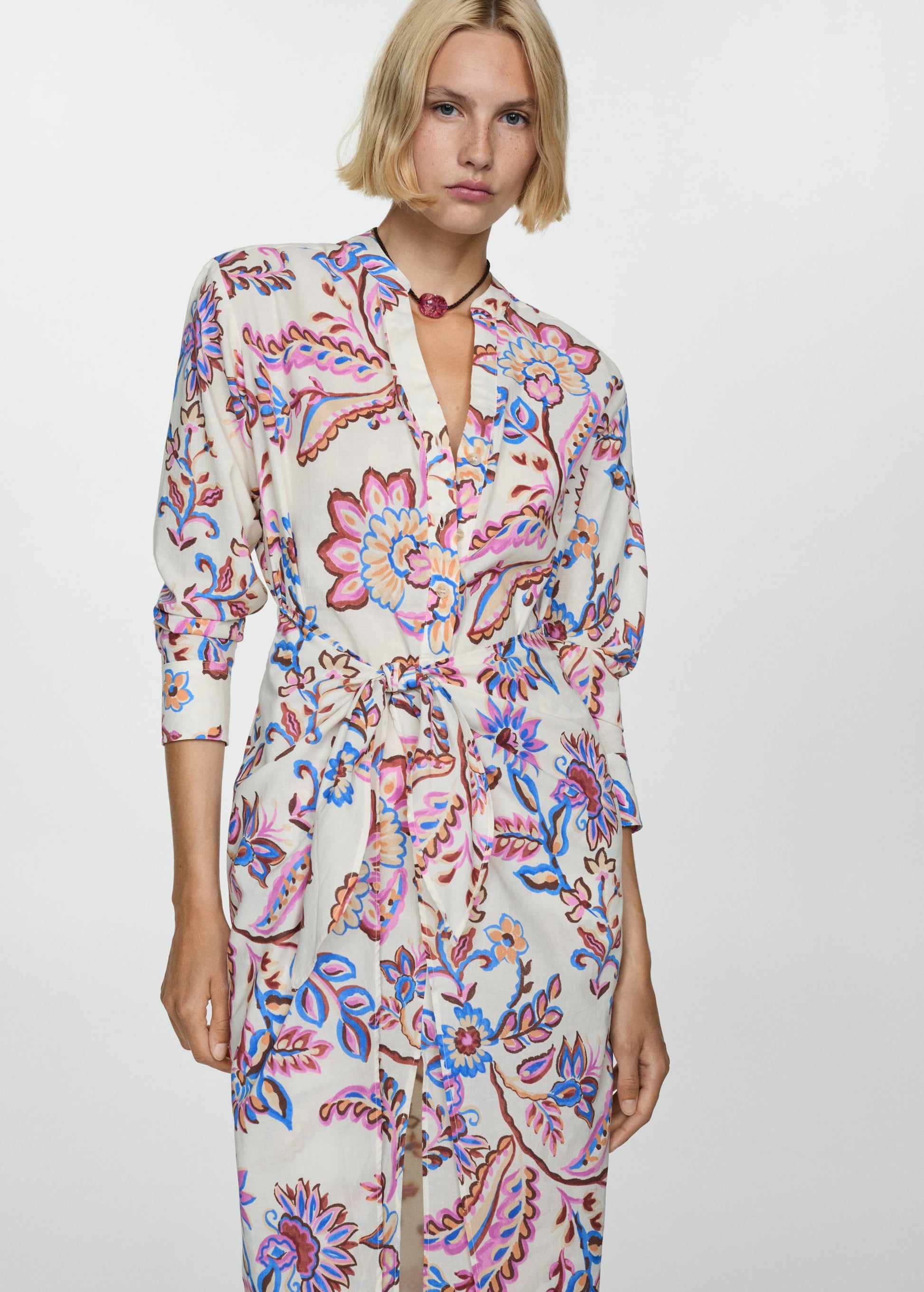 Floral print dress with bow
