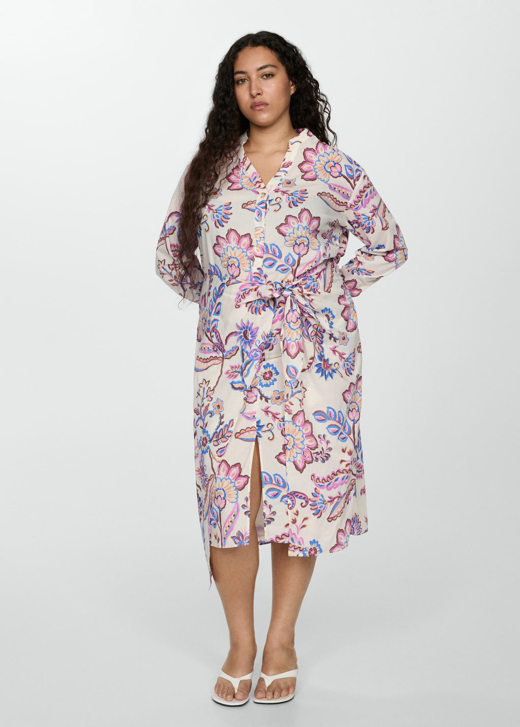 Floral print dress with bow